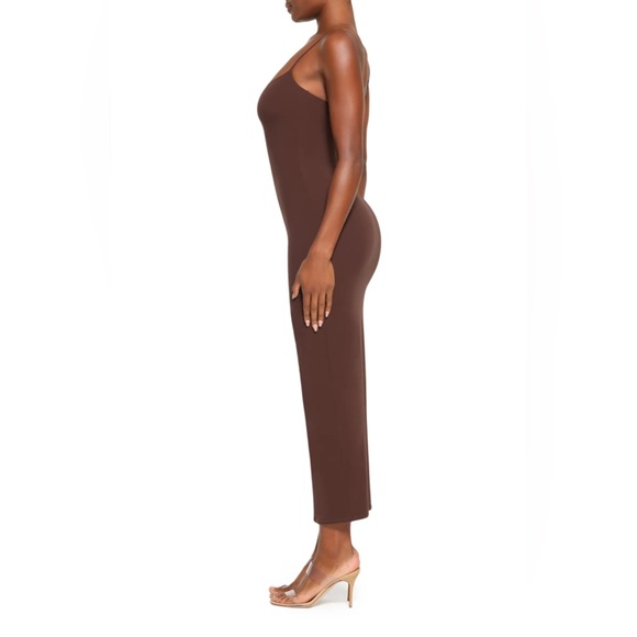 SKIMS Fits Everybody Long Slip Dress | Cocoa - Picture 3 of 11